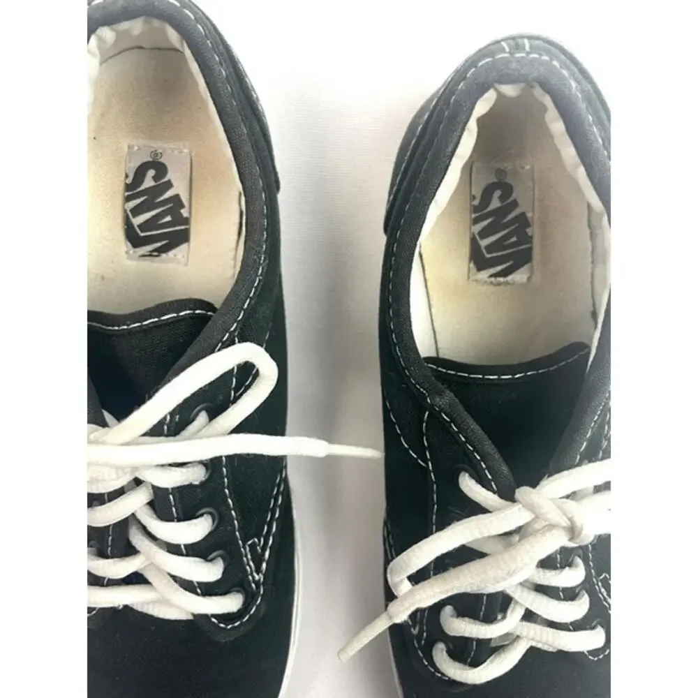 Vans Authentic Black Canvas Lace Up Sneakers Boys Size 6 Classic Skate Shoes